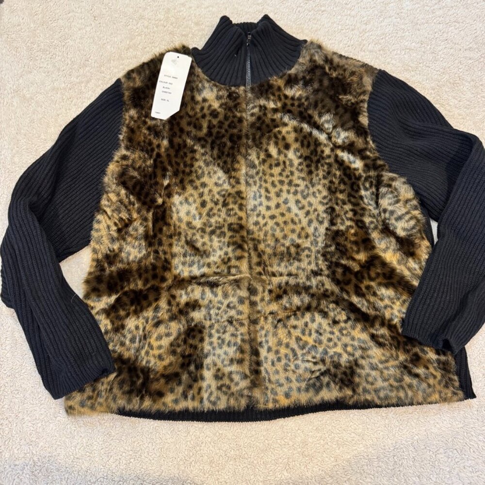 Parkhurst Cotton Country Leopard Sweater NWT